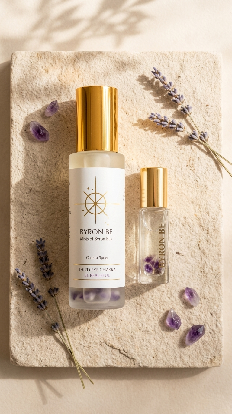 relaxing spray and perfume oil with amethyst
